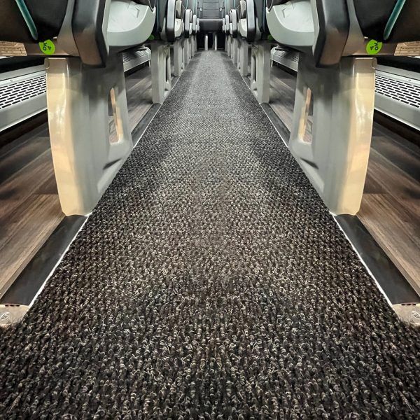 Bus corridor with Barkston-Anthracite heavy dutty carpet