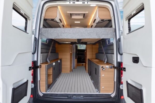 Marina Wood (grey colour) - wood effect vinyl flooring for camper, bus or any vehicle interior